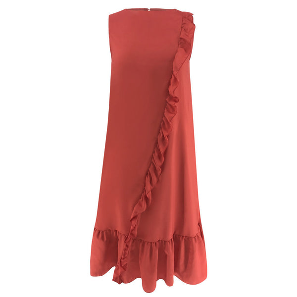 Vestido Liso con Volantes Elegante
