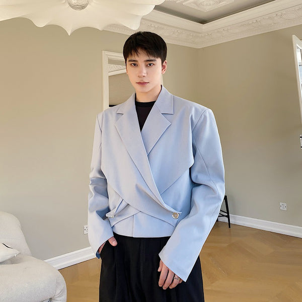 Blazer Asimétrico para Hombre con Diseño Patchwork y Cuello Cruzado