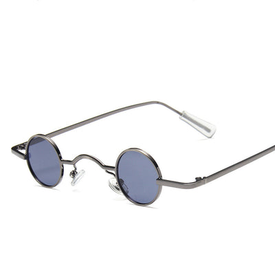 Small frame retro round sunglasses with black metal frames and brown polarized lenses, angled on a white background. - Image 6