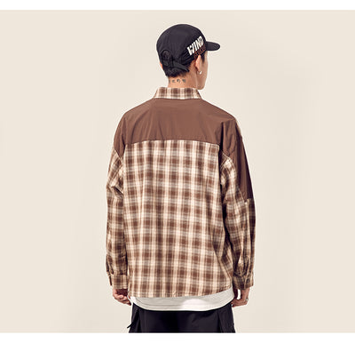 Camisa Cuadros Holgada con Bolsillos Cosidos y Hombros Caídos - Image 11