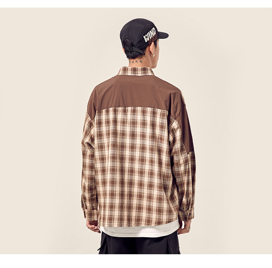 Camisa Cuadros Holgada con Bolsillos Cosidos y Hombros Caídos - Image 11