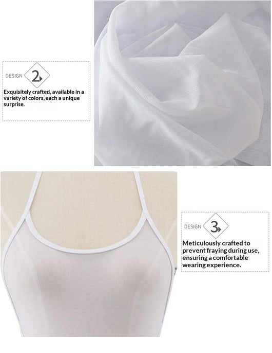 Sheer white high-cut one-piece swimsuit with spaghetti straps modeled on a woman. - Image 10