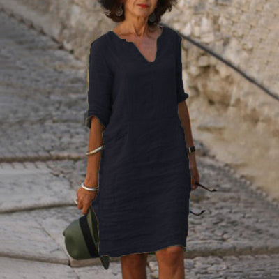Vestido Midi Cuello V Otoño - Diseño Clásico Europa y América - Image 8