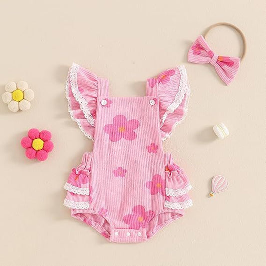 Enterizo para Bebé con Rayas y Flores - Colección Primavera