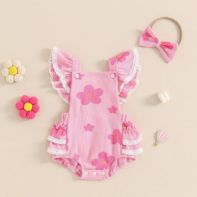Enterizo para Bebé con Rayas y Flores - Colección Primavera