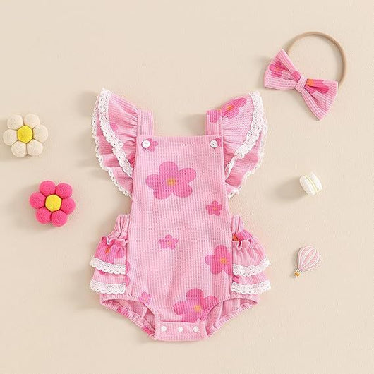 Enterizo para Bebé con Rayas y Flores - Colección Primavera