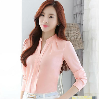 Blusa Elegante de Chifón con Escote V para Mujer Profesional - Image 7