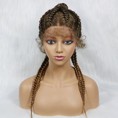 Peluca de Trenzas Sintéticas con Encaje Frontal - Cabello Afro Trenzado