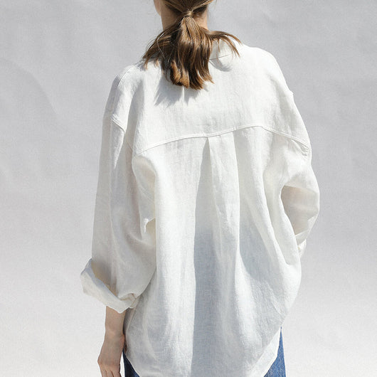 Camisa de Lino Puro Diseño Exclusivo Cuello Solapa Mujer - Image 9