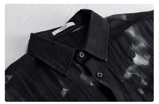 Camisa de Lino Estampada Manga Corta Fresca para Verano - Image 11