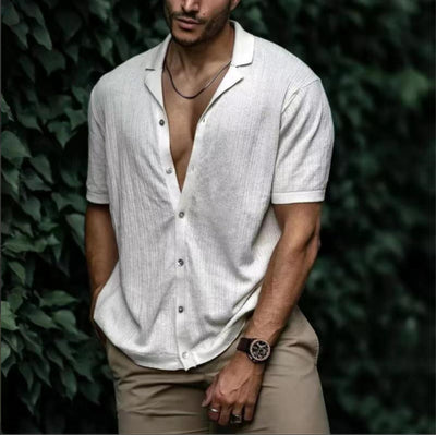 Cardigan Suelto de Manga Corta Color Liso para Hombre - Image 11