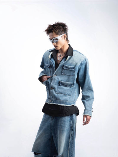 Chaqueta Denim Retro Degradado Estilo Americano para Hombre - Image 13