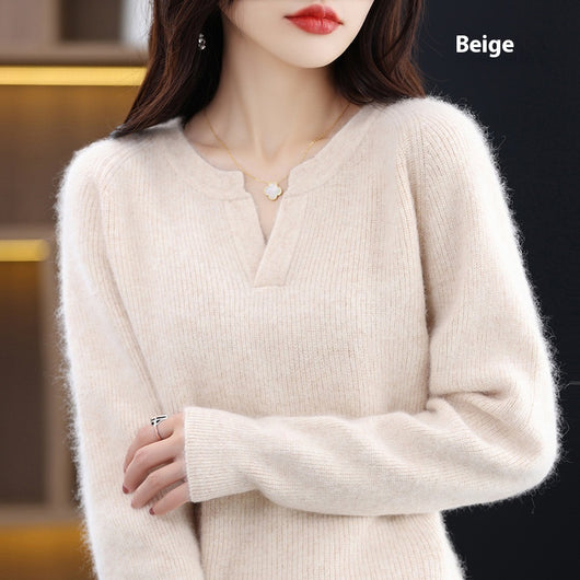 Suéter de Visón Otoño Invierno Mujer Talla Grande Holgado con Forro Polar - Image 6