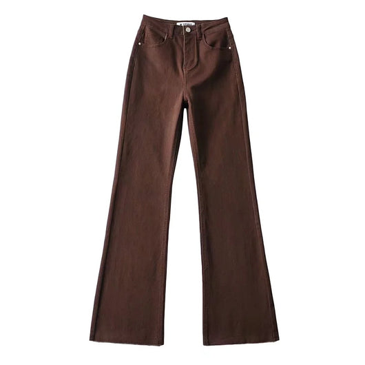 Pantalones Flare Cintura Alta con Borde Crudo - Moda Trendy para Mujer - Image 5