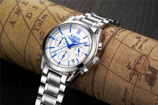 Reloj de Negocios Deportivo Acero Inoxidable Multifuncional con Calendario - Image 25