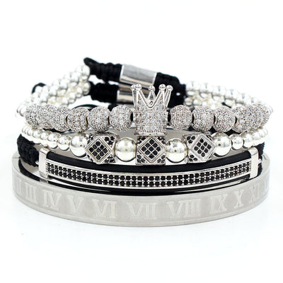 Pulsera de Acero Inoxidable con Perlas de Cobre y Diamantes - Set de 4 Piezas - Image 11