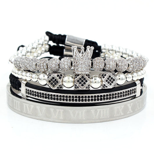 Pulsera de Acero Inoxidable con Perlas de Cobre y Diamantes - Set de 4 Piezas - Image 11