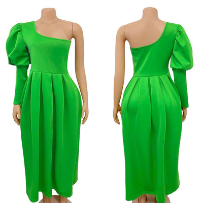 Vestido de Noche Midi con Mangas Globo Descubierto - Image 2