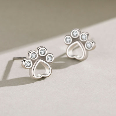 Aretes de Plata Esterlina 925 con Huella de Osito Cuidador - Image 5