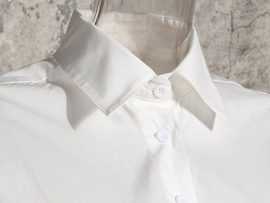 Camisa Blanca de Manga Larga con Cinturón para Mujer - Image 4