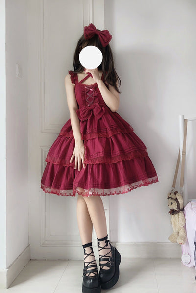Vestido Lolita JSK Tirantes Colores Sólidos Estilo Sweet Hot Girl - Image 9