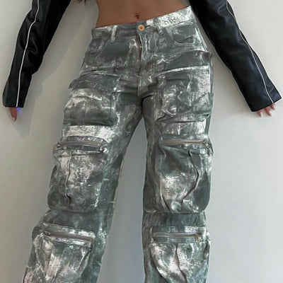 Pantalones Cargo Camuflaje Primavera con Múltiples Bolsillos - Diseño Street Loose Fit