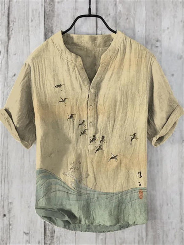 Playera Estampada 3D Textura Slub Suelta y Cómoda
