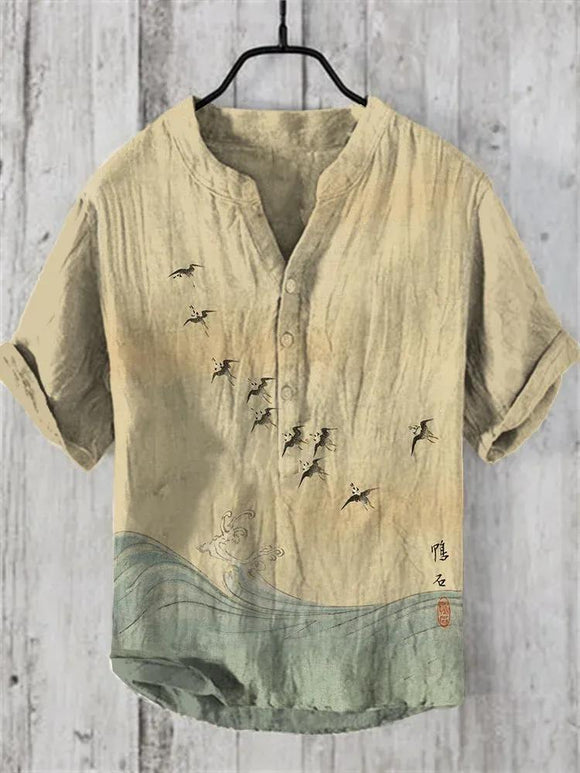 Playera Estampada 3D Textura Slub Suelta y Cómoda
