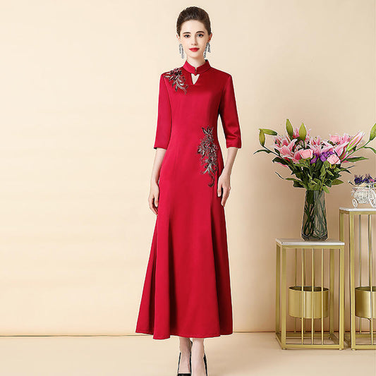 Vestido Cheongsam Elegante Efecto Adelgazante para Mujer