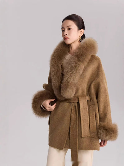 Abrigo de Lana Reversible con Pelo de Zorro Real - Elegancia Otoño Invierno - Image 9