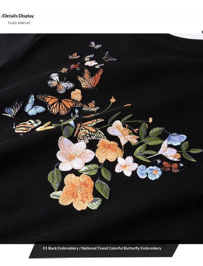 Camiseta Cuello Redondo Hombre con Bordado de Mariposas - Image 11