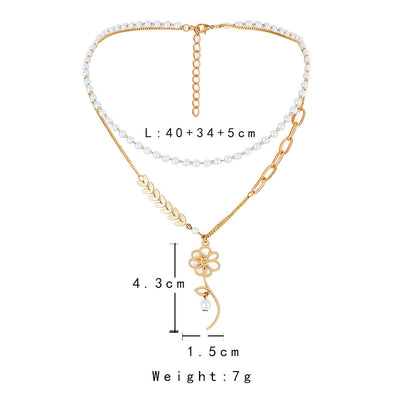 Collar Personalizado de Perla con Dije de Espiga Doble Capa - Diseño Minimalista - Image 6