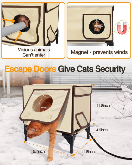 Casa Elevada para Gatos con Tubo PVC y Tela Oxford Impermeable - Image 7