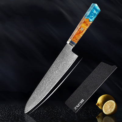 Juego de Cuchillos Damascus Acero Japonés - Chef Profesional y Santoku
