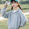 Sudadera Gris Cropped con Capucha para Mujer