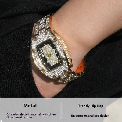 Reloj de Cuarzo Hip Hop Diseño Minimalista con Diamantes a Juego - Image 11