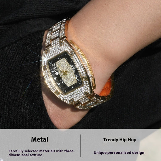 Reloj de Cuarzo Hip Hop Diseño Minimalista con Diamantes a Juego - Image 11