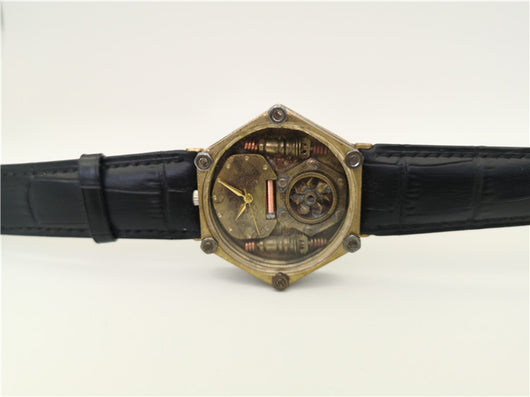 Cinturón Steampunk de Cuero Genuino para Hombre con Reloj de Cobre - Image 8