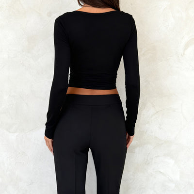Blusa Larga con Panel de Encaje y Efecto Dos Piezas para Mujer - Image 4