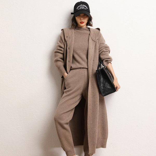 Abrigo Trench Grueso con Capucha y Botones de Cuerno