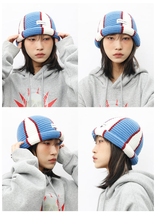 Gorro Tejido Rayado Colorblock Estilo Occidental - Image 8