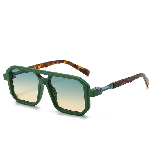 Black octagonal sunglasses with dark gray lenses and gold-colored temple accents, suitable for fashion wear. - Image 5