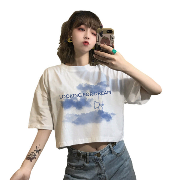 Blusa Blanca Ajustada Manga Corta Estilo Escolar
