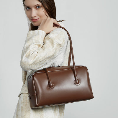 Bolso Boston de Cuero Genuino para Mujer - Portátil y Elegante - Image 3