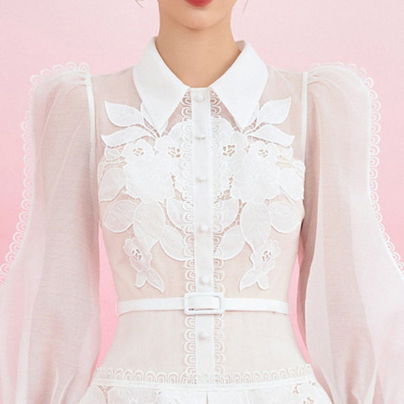 Jumpsuit Corto con Falda A-línea y Bordados Florales