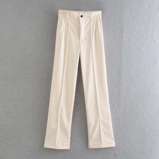 Pantalones Rectos de Cuero PU Slim Fit para Mujer - Image 4