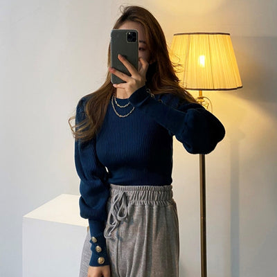 Suéter Ajustado Cuello Redondo Elástico para Mujer - Image 10
