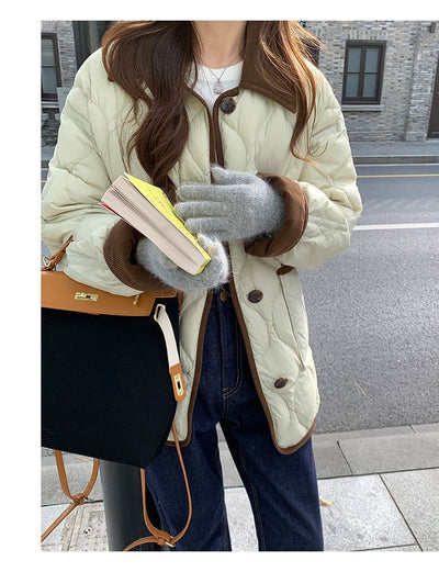 Abrigo Invierno Diseño Solapa Bicolor Estampado Diamante - Image 18