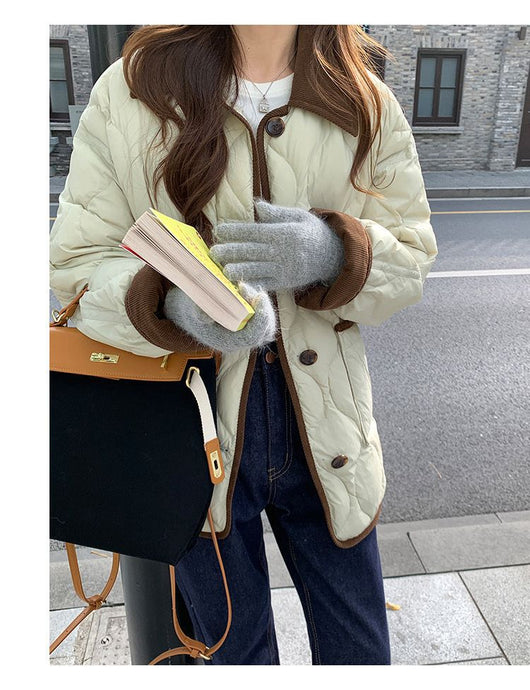 Abrigo Invierno Diseño Solapa Bicolor Estampado Diamante - Image 18