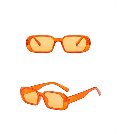 Black rectangular fashion sunglasses with dark lenses, featuring a thick frame and temples, angled on a white background. - Image 13